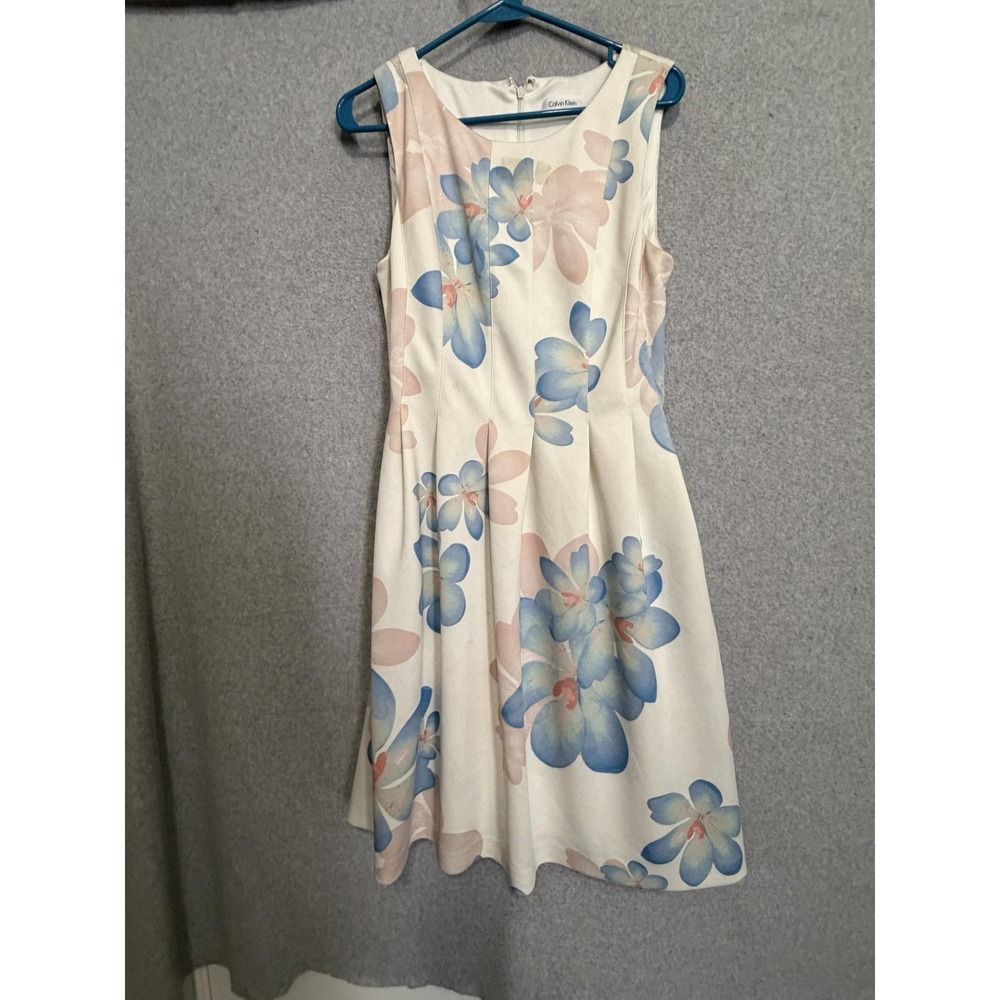 Calvin Klein Dress Womens S Multicolor Floral Sleeveless Fit & Flare Knee Length